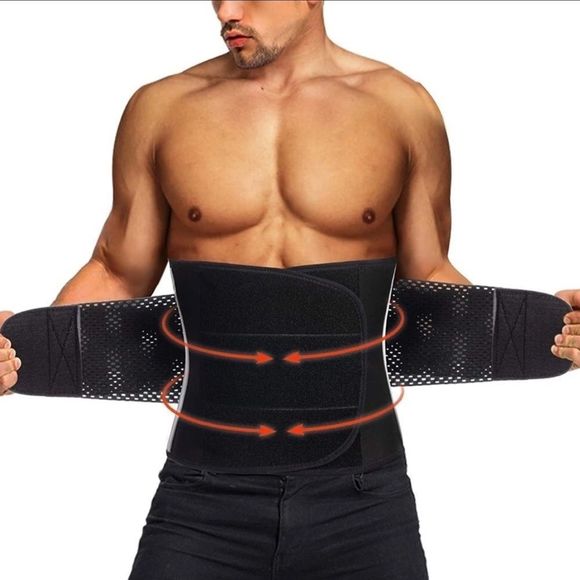 ⚡️Men’s Tummy Control Waist Trimmer 6ack Ab Belt Sauna Waist Trainer - Picture 1 of 4